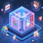 Google Vault archiving and eDiscovery infographic with Gmail, Drive, Chat, and Docs